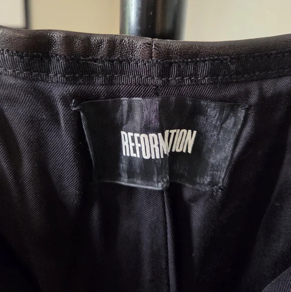 REFORMATION Genuine Leather Black Snap Button Skirt 4 Rock Punk Revolve Grunge - Picture 5 of 7